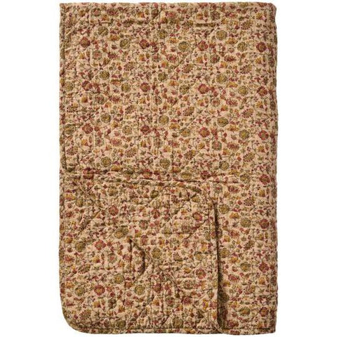 Ib Laursen Quilt brown w red, orange and grey flower vines