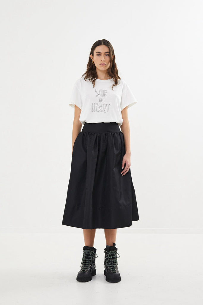 Rabens Saloner Silke Nylon full skirt I Black