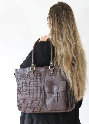 Sienna Bohemian Leather Bag -  Brown