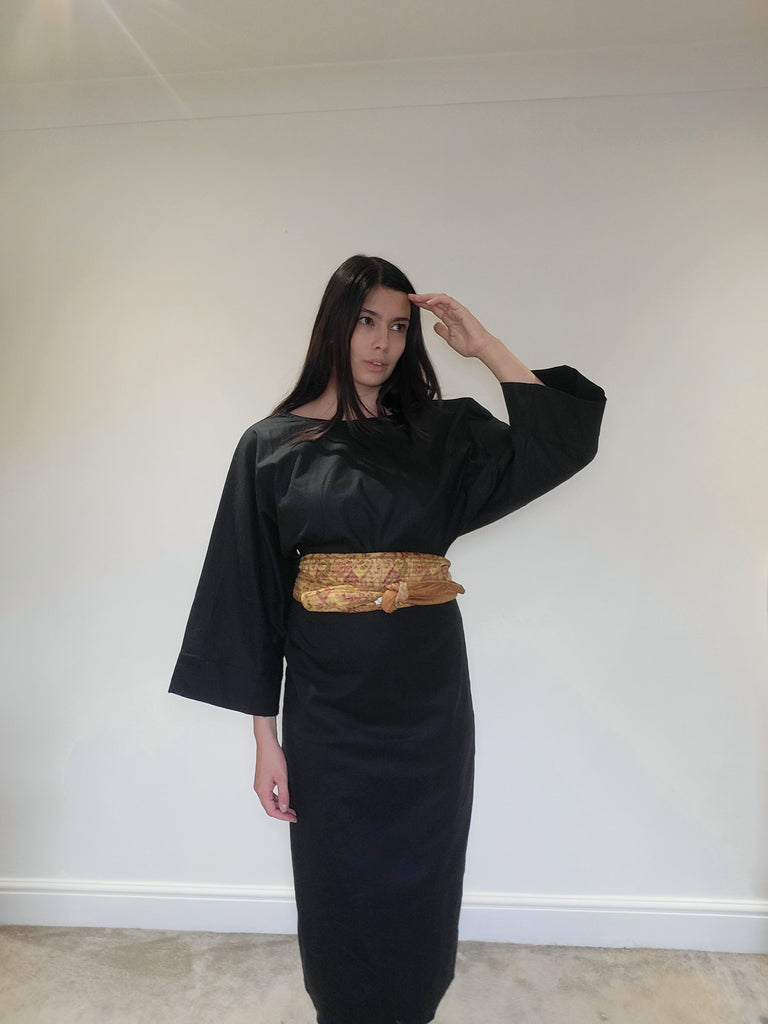 WDTS  - Blossom dress - Linen stretch Black