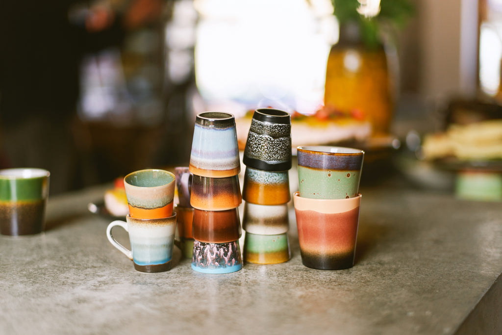 70s ceramics: ristretto mugs solar, set of 4