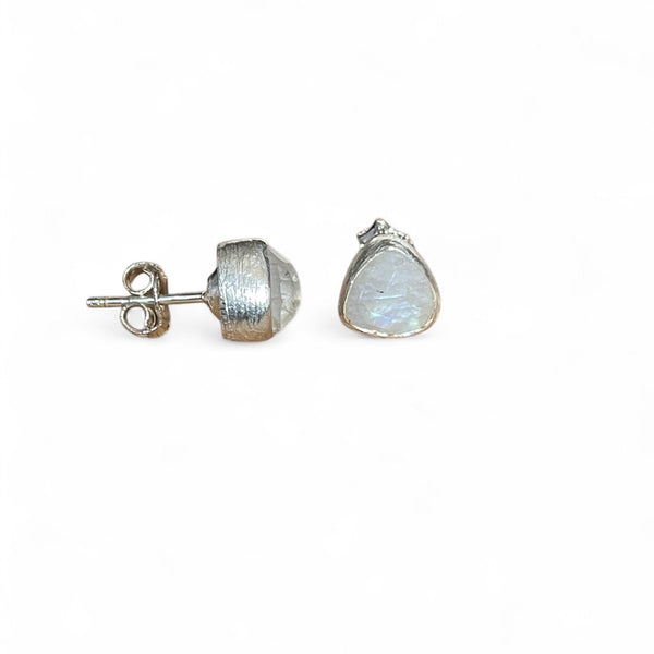 925 Silver Irregular moonstone Earrings- silver