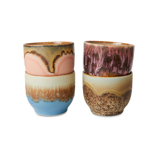 HK Living : 70s ceramics : cafe mugs lagoon (set of 4)