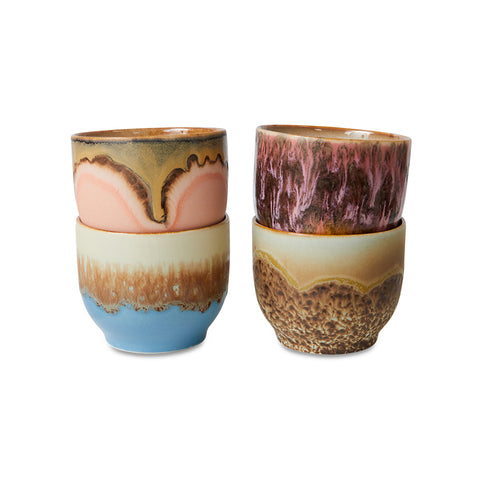HK Living : 70s ceramics : cafe mugs lagoon (set of 4)