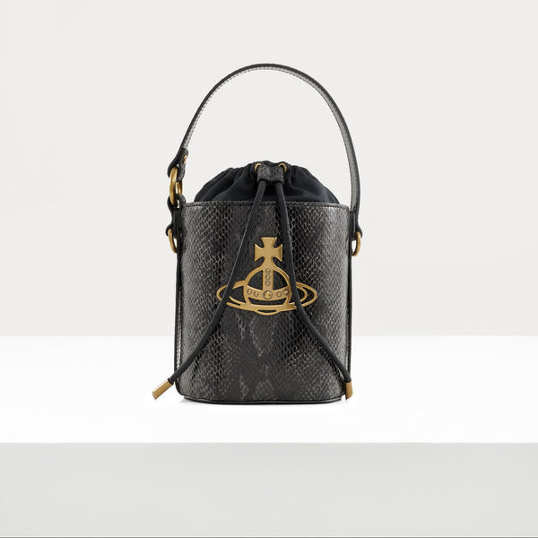 Vivienne Westwood Daisy Drawstring Bucket embossed Snake Leather