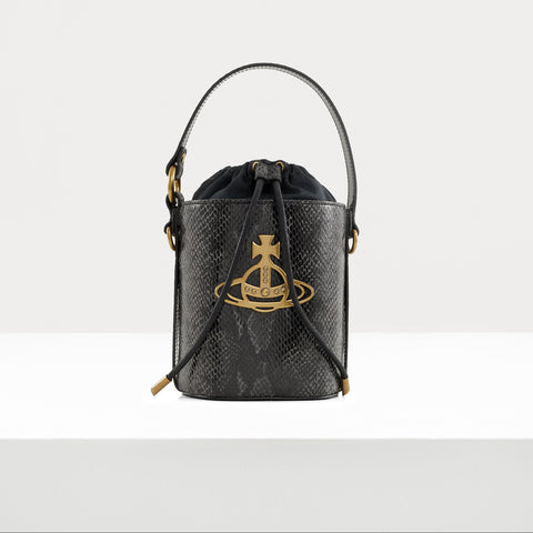 Vivienne Westwood Daisy Drawstring Bucket embossed Snake Leather
