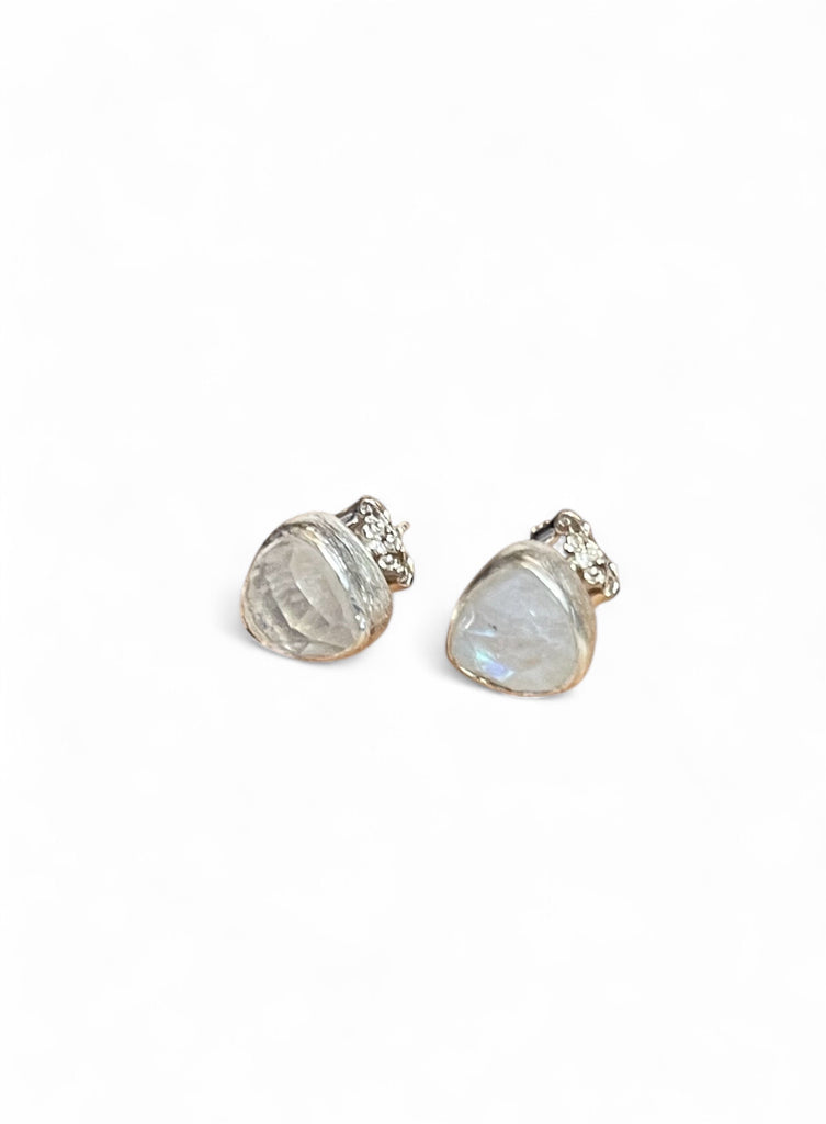 925 Silver Irregular moonstone Earrings- silver
