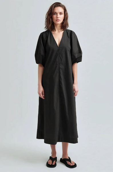 Second Female Larkini New Maxi Dress Black with White Stitching