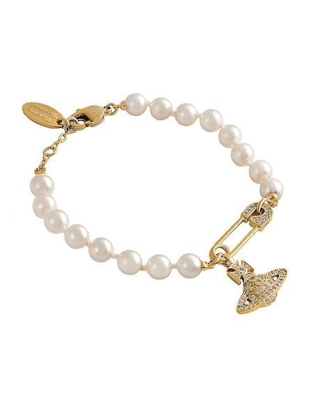 SS24 Vivienne Westwood Lucrece Pearl Bracelet - Gold Light Creamrose