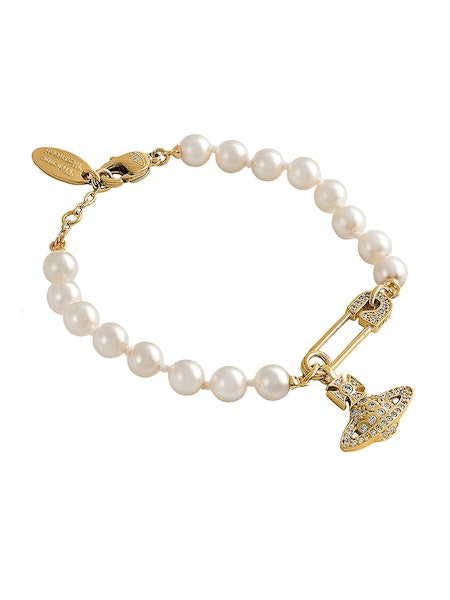SS24 Vivienne Westwood Lucrece Pearl Bracelet, Gold/Creamrose Pearl