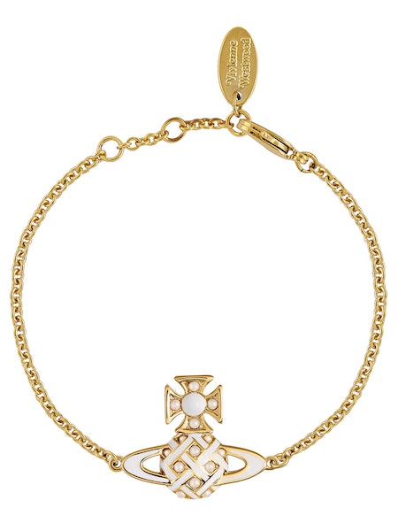 Vivienne Westwood SS24 Cassie Bas Relief Bracelet - Gold/Creamrose Pearl