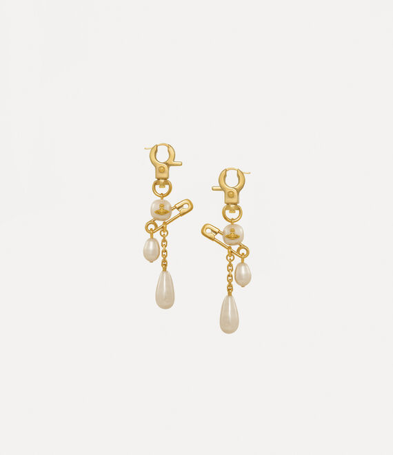 Vivienne Westwood Claude Long Earrings Creamrose Pearl Gold