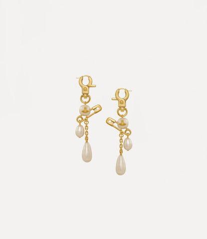 Vivienne Westwood Claude Long Earrings Creamrose Pearl Gold
