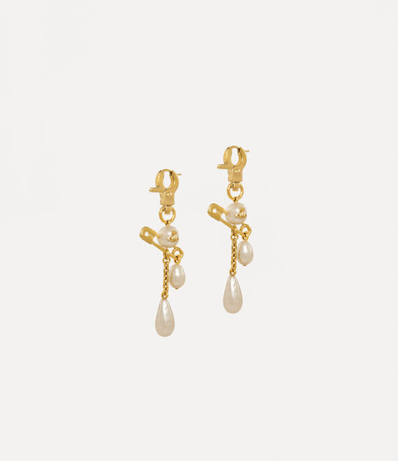 Vivienne Westwood Claude Long Earrings Creamrose Pearl Gold