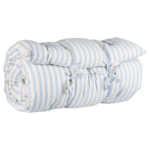 IB Mattress w dusty blue and white thin stripes