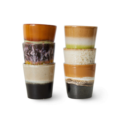 HK Living : 70s ceramics: coffee mugs soil (set of 6)