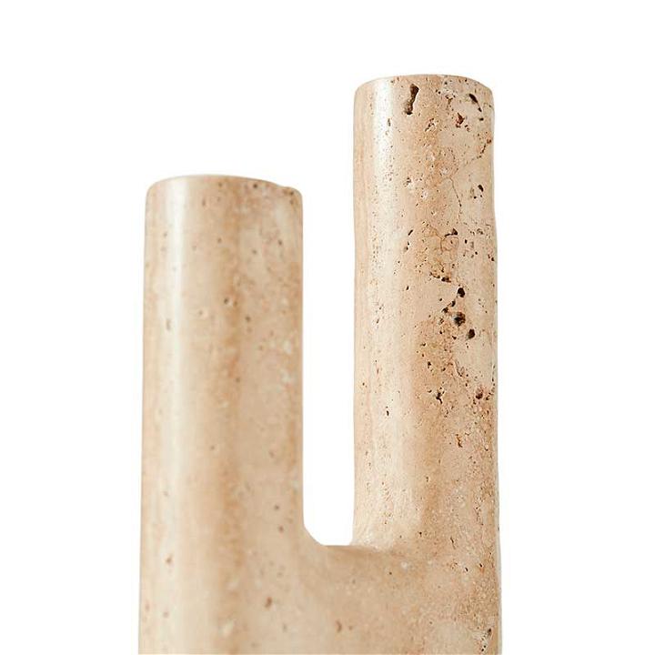 MUUBS Candle holder Minerva - Creme Travertine - W14,5xH20 cm