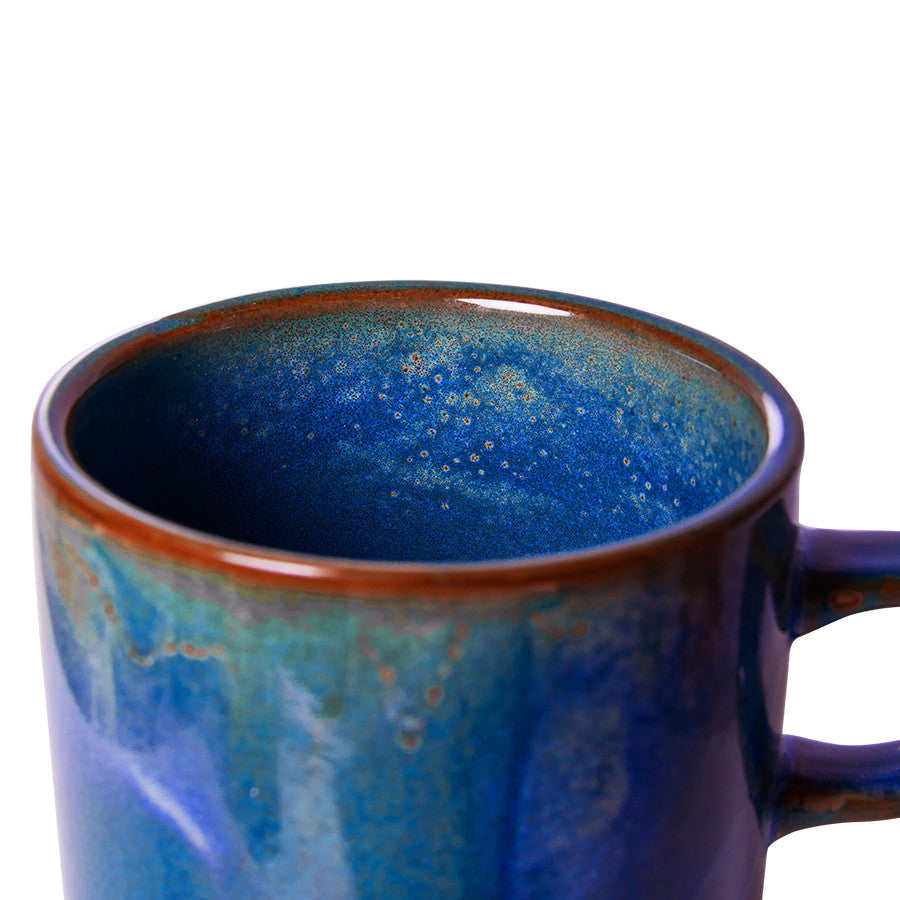 HK Living CHEF CERAMICS: CUP AND SAUCER, RUSTIC BLUE