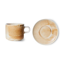 HK Living Chef ceramics: cup and saucer, rustic cream/brown