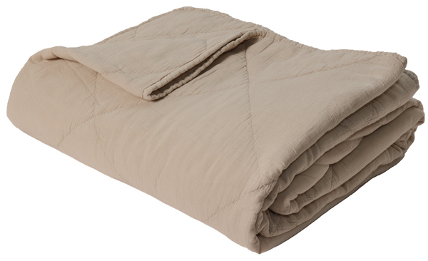 Maitri Quilt Throw, cotton, beige, 140x200 cm