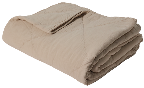 Maitri Quilt Throw, cotton, beige, 140x200 cm