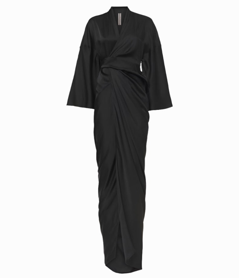 RICK OWENS Womens FW24 PORTERVILLE - WRAP GOWN - BLACK
