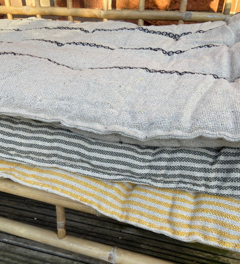 Maitri: Recycled Cream and black chain stripe mattress
