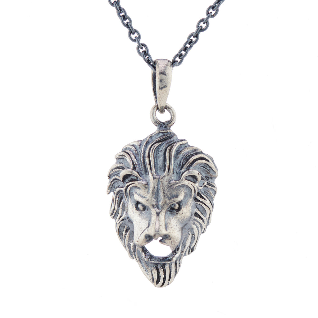 Oxidised 925 Silver lion necklace