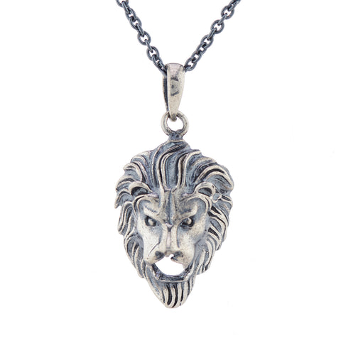 Oxidised 925 Silver lion necklace