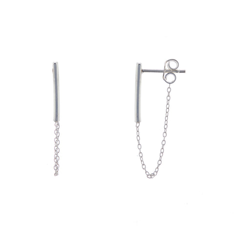 925 Silver Bar Chain Earrings