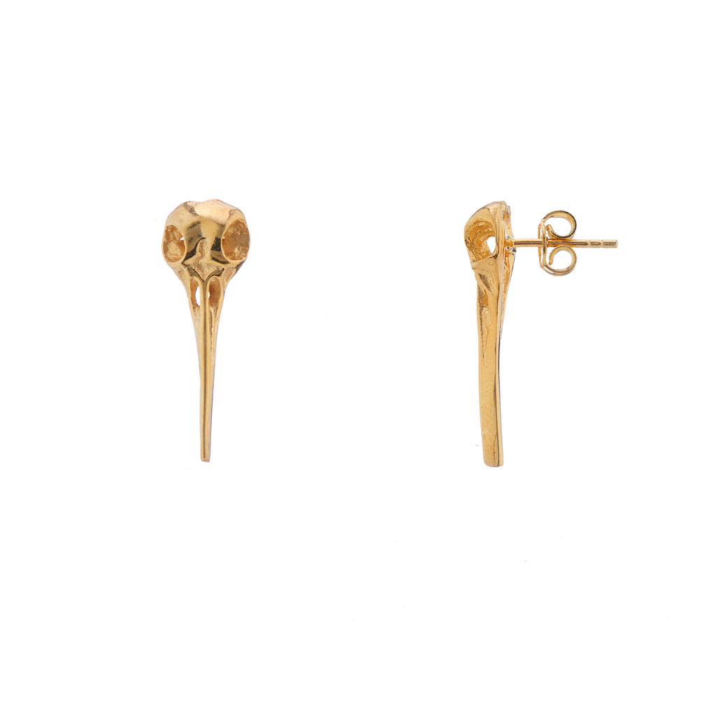 WDTS 925 Silver Bird skull studs-gold