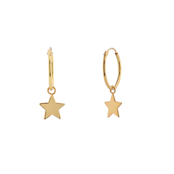 Small Star Hoop Earrings - Gold