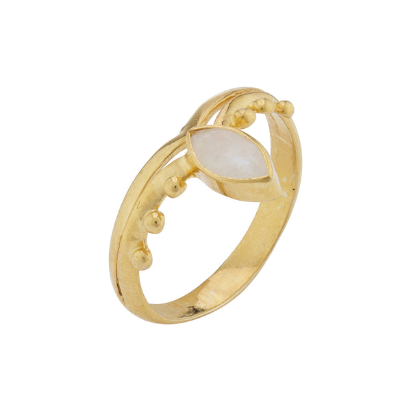 Gold plated 925 Silver Ring - moonstone Mandala
