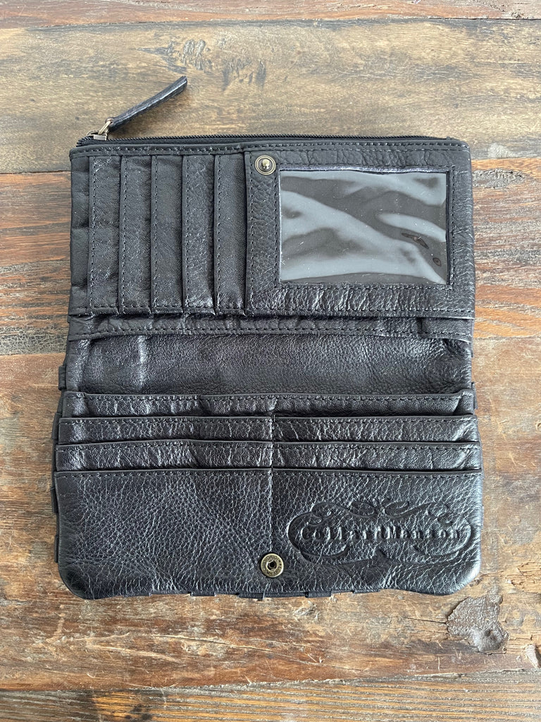 Sienna Bohemian Leather Purse -  Black