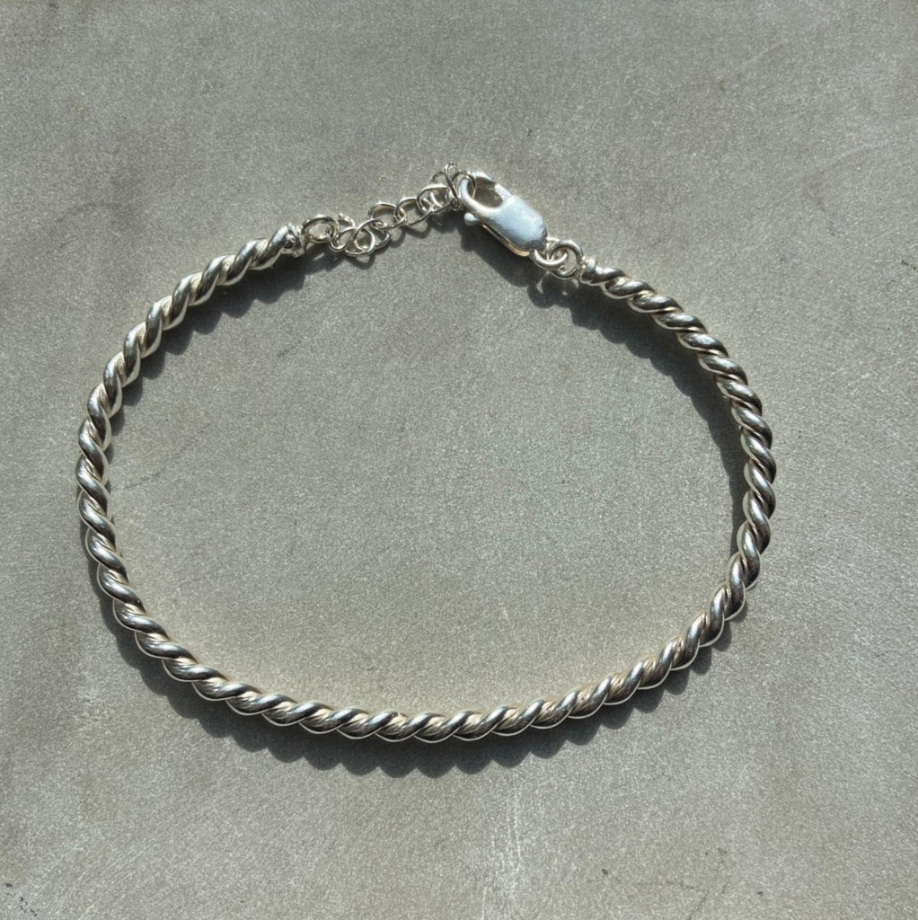 925 lightly Oxidised Silver rope chain bracelet