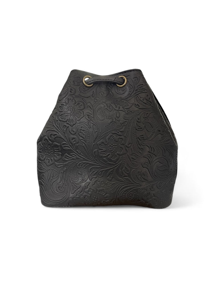 Mini Bucket Bag- Black Floral