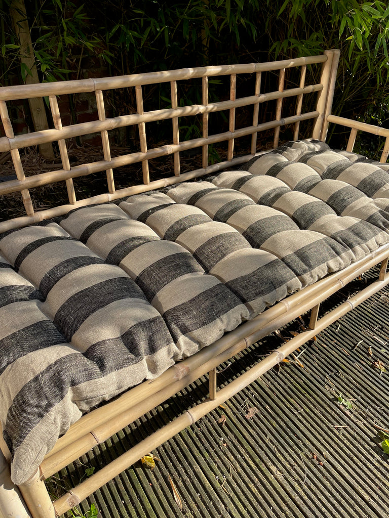 Lyla Stripe Linen floor mattress 70 x 170cm Black / natural