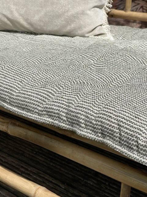 Cream and dark olive striped mattress