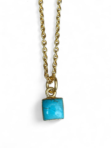 Joni Necklace - gold plated silver chain with turquoise pendant