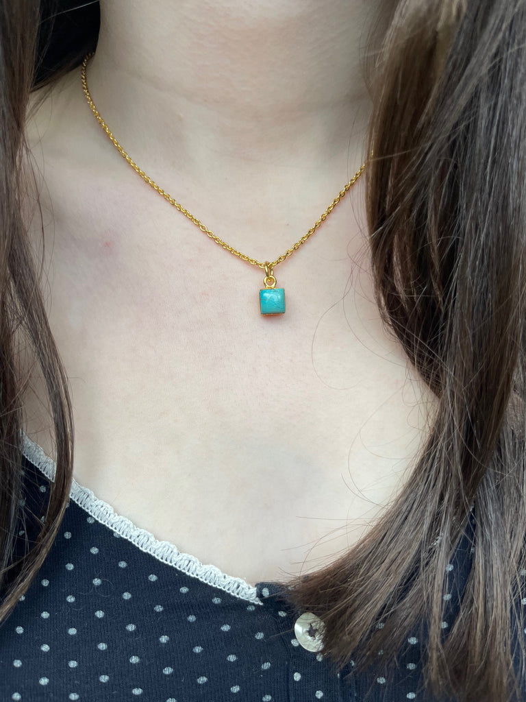 Joni Necklace - gold plated silver chain with turquoise pendant