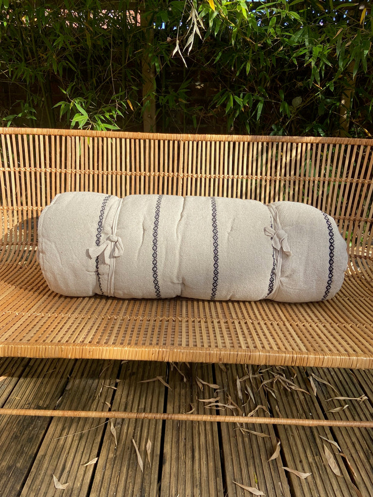 Maitri: Recycled Cream and black chain stripe mattress
