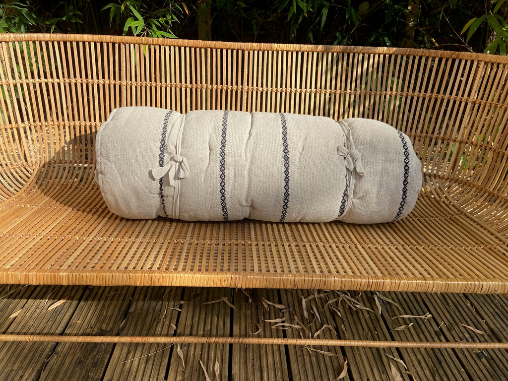 Maitri: Recycled Cream and black chain stripe mattress