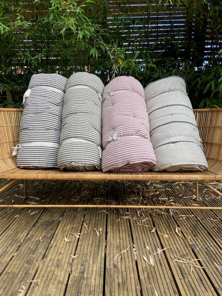 Maitri: Recycled Cream and black chain stripe mattress