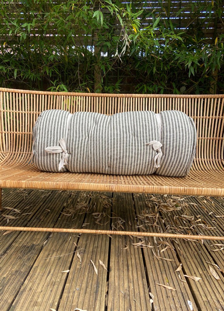 Maitri: Recycled Cream and Olive stripes mattress