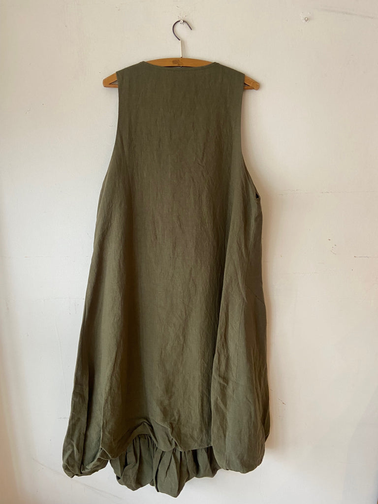 WDTS Mischa Dress Olive Green Linen