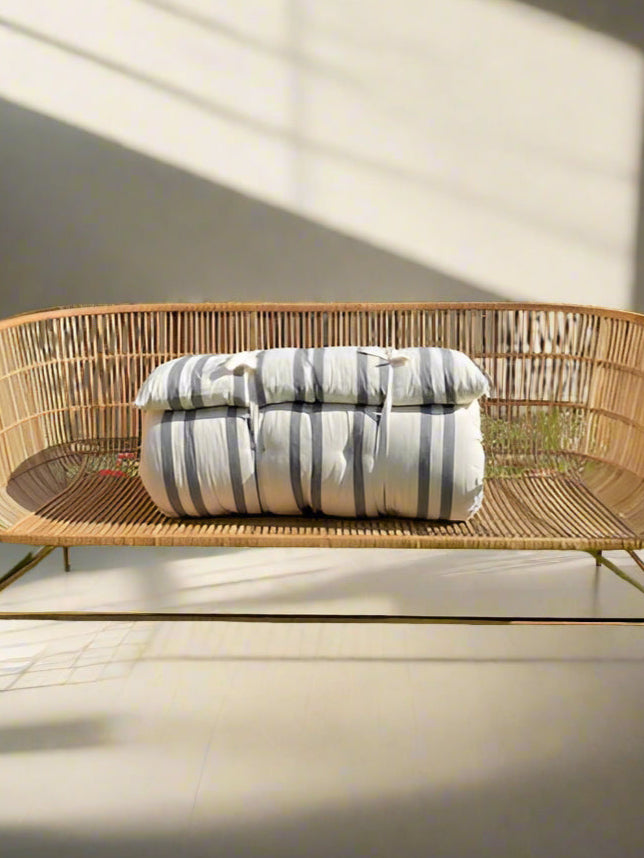 Maitri Cream and charcoal striped mattress 70 x 175cm