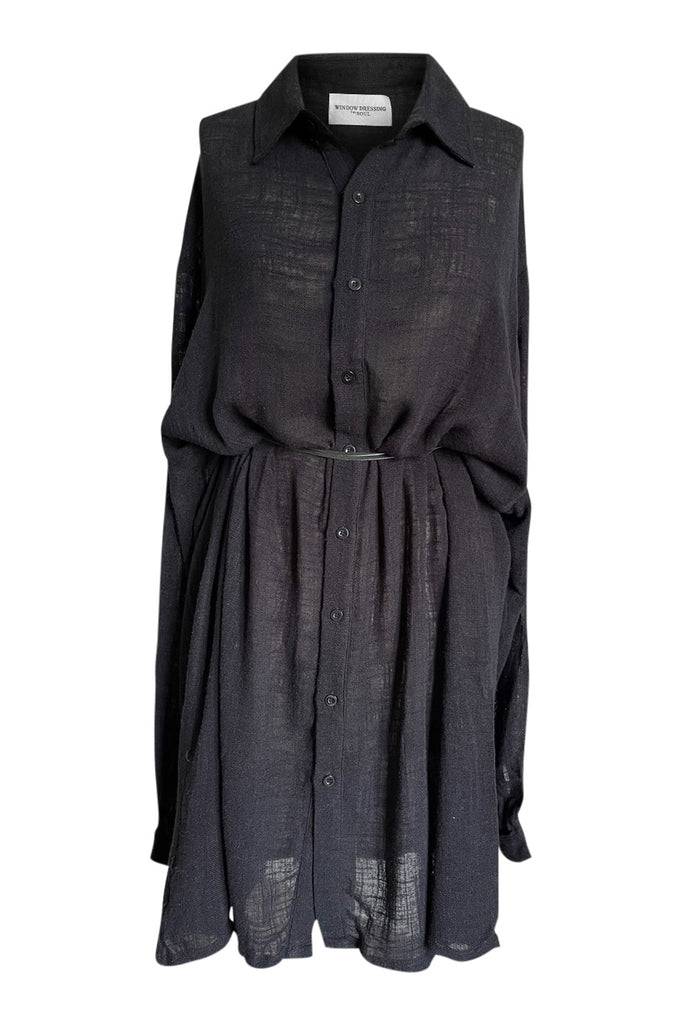 WDTS Shirt Dress in Cotton/Linen  - Black