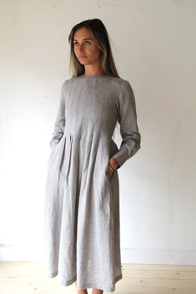 WDTS  - Tilly dress -Grey Linen with a grey thread