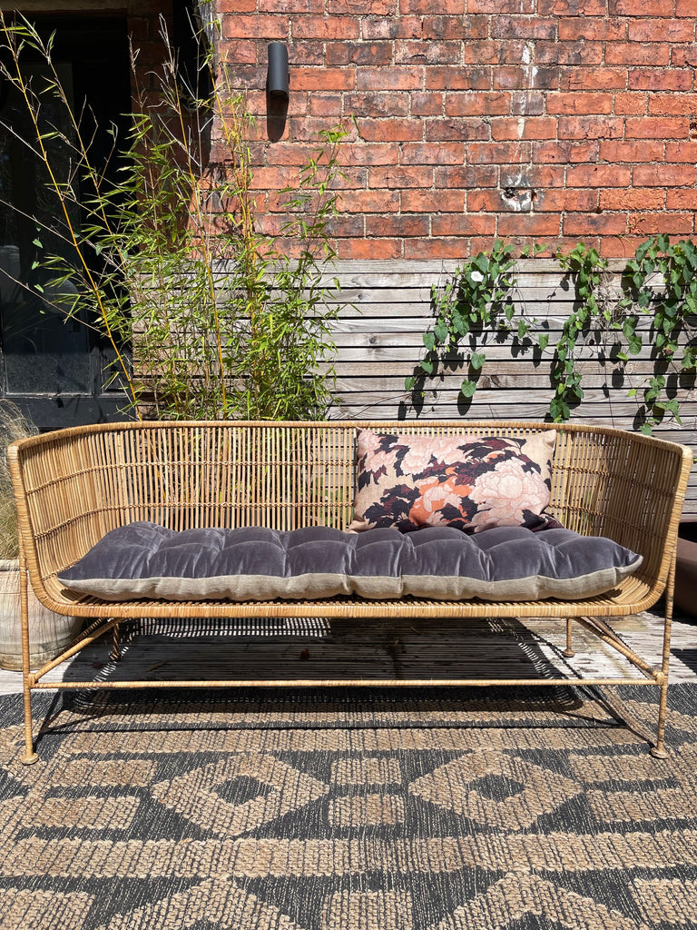 Lyla Linen / Velvet floor mattress 45 x 125 cm Charcoal/ Natural