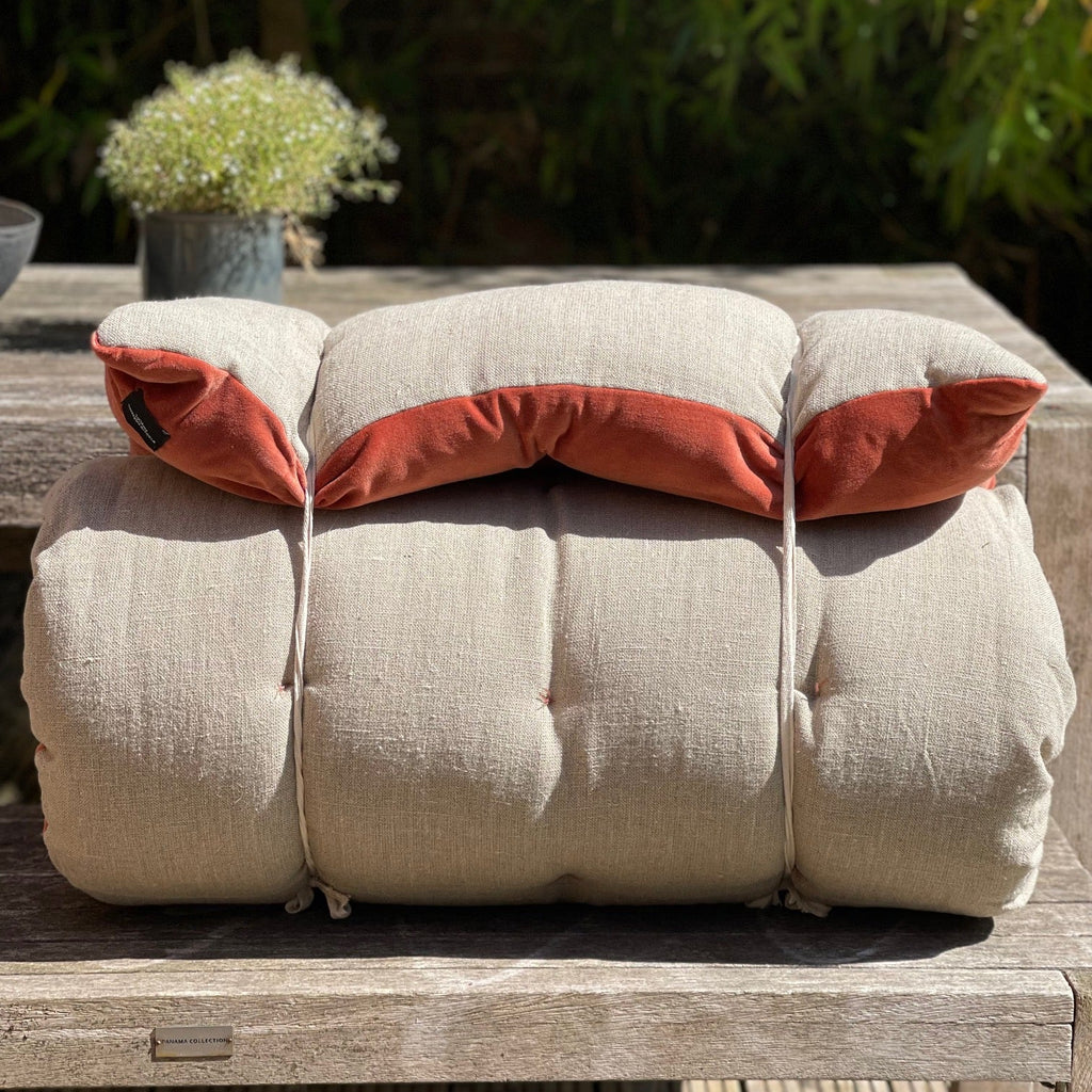 Lyla Linen / Velvet floor mattress 70 x 175cm Rust / Natural